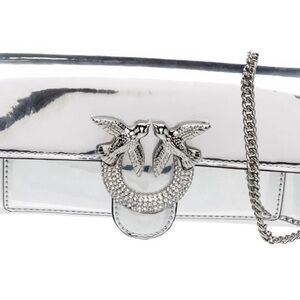 Donald J. Pliner Metallic Silver Clutch with Bird Accent